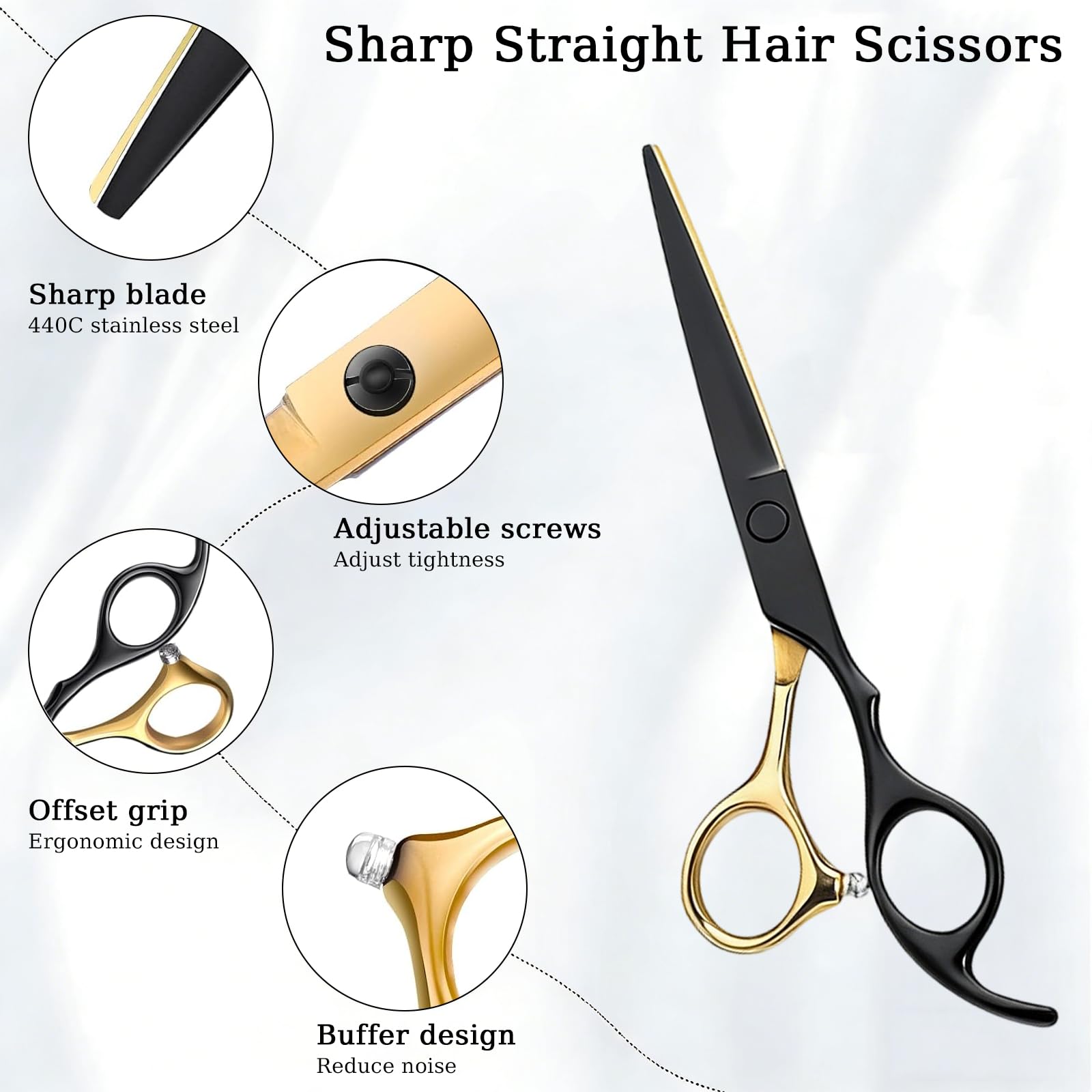 Forbice per Sfoltire i Capelli, Forbici Parrucchiere Professionali Barbiere, Set Professionale di Forbici per Capelli in Acciaio, Borsa per Parrucchieri, Principianti e Uso Domestico