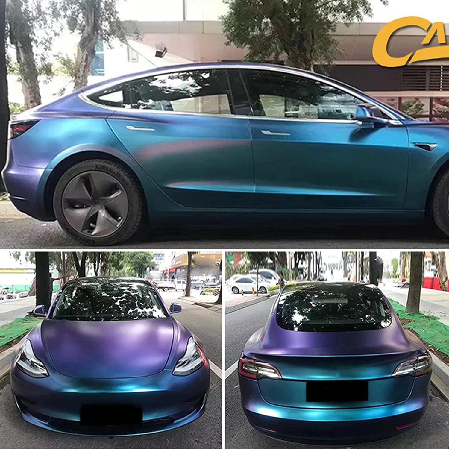 Purple Blue Matte Chameleon Vehicle Car Vinyl Wrap Roll Color Change Adhesive Decal Sticker Film Sheet Air Release DIY Decor Vinyl