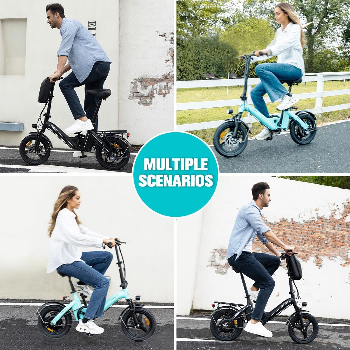 Bodywel Electric Bike for Adults, 14" Mini Foldable Ebike, 500W Peak Motor, 36V 10.4Ah Battery, 20 MPH, 25 Miles Range, City Commuter