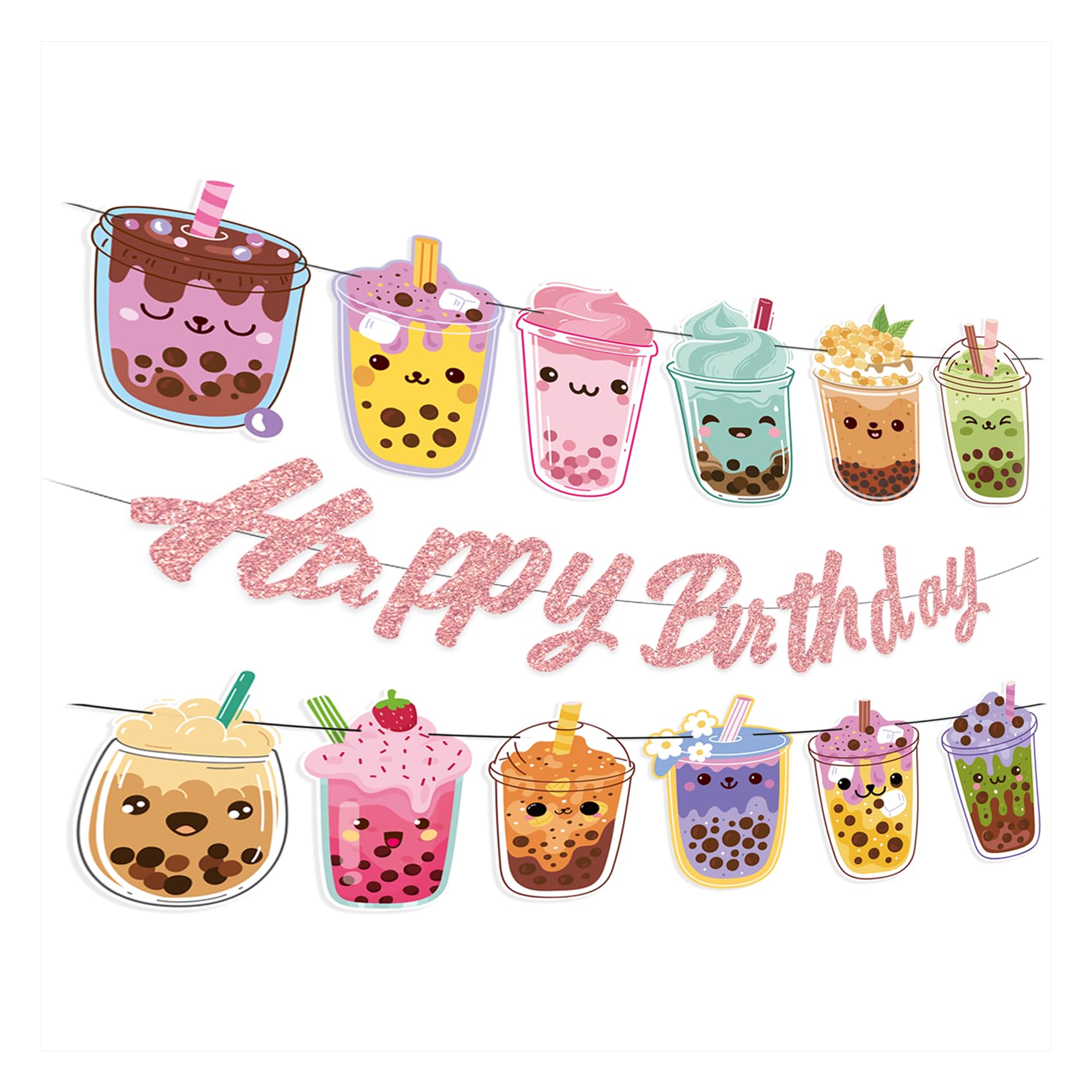 Boba Tea Birthday Party Supplies Bubble Tea Party Decorations Includes 3 Pcs Boba Tea Banners for Boba Tea Themed Baby Showers Decorations