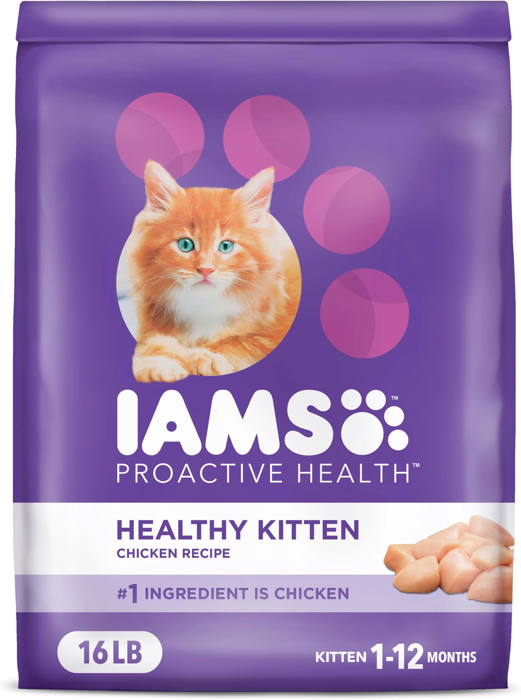 Chicken , 16 lbs. , Standard Packaging : IAMS Proactive Health Kitten Dry Cat Food