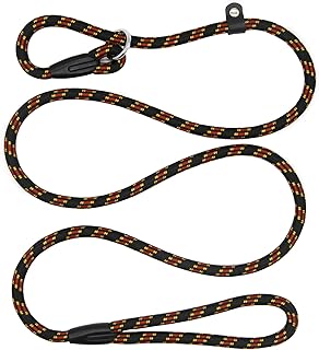 Sweeethome Dog Slip Rope Leash, Rope Lead for Pet, Adjustable Pet Leash Strong Dogs Training Leash Climbing Dog Rope Leash, 5 FT Nylon Leash for Dog Training Leash Small and Medium Dog Leash (Black)