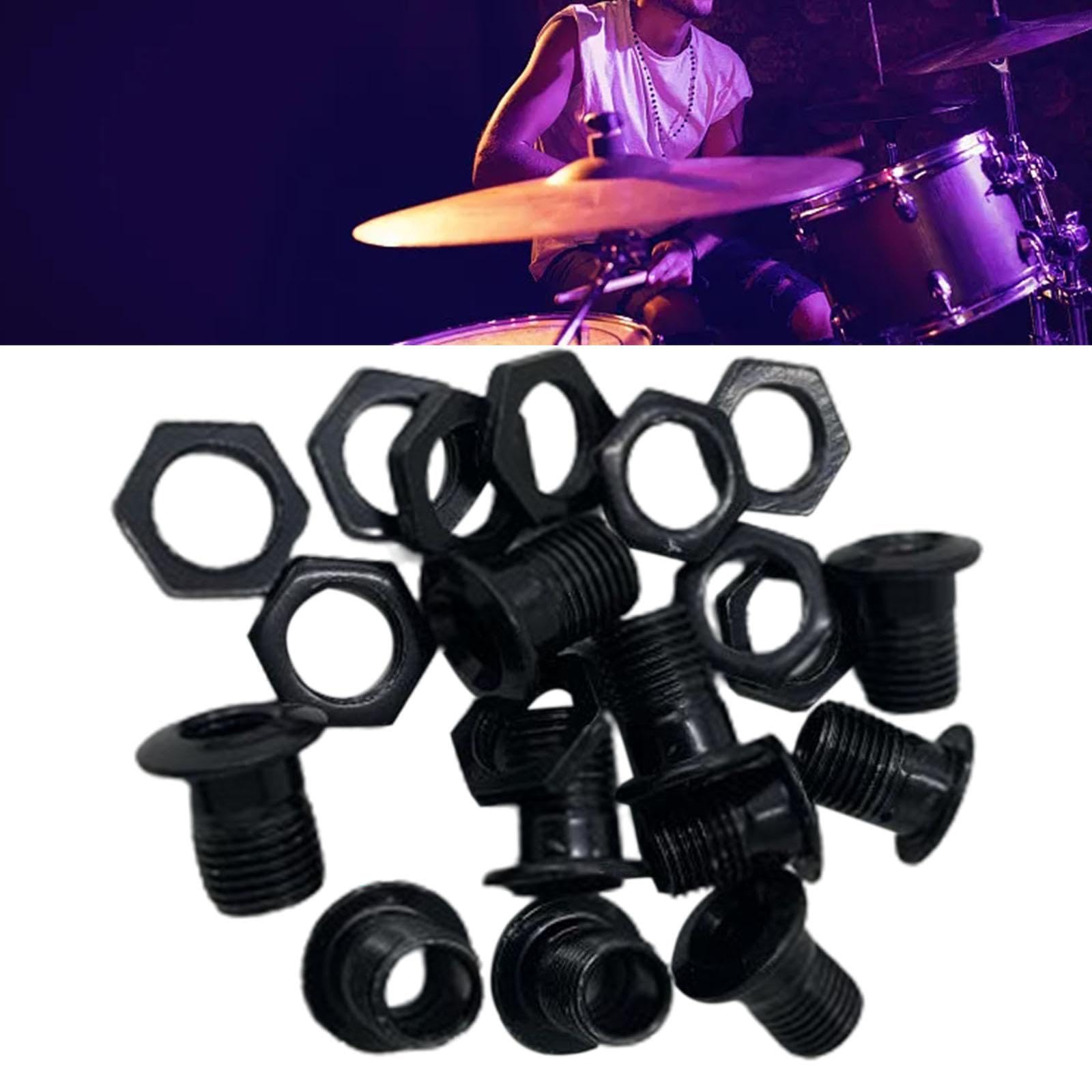 LOVIVER 10 pièces évent pour batterie, partie de batterie 1/2 "instruments de musique d'engrenage, pièces de caisse claire Tom, pièces de Percussion, Kit de, Noir