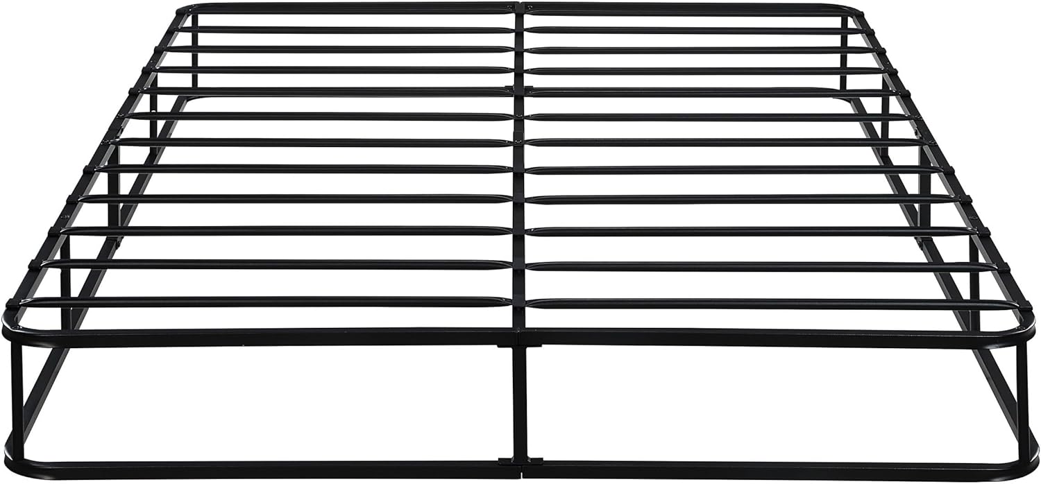 Benjara Zena 9" California King Mattress Foundation- Black Steel- 12 Slats