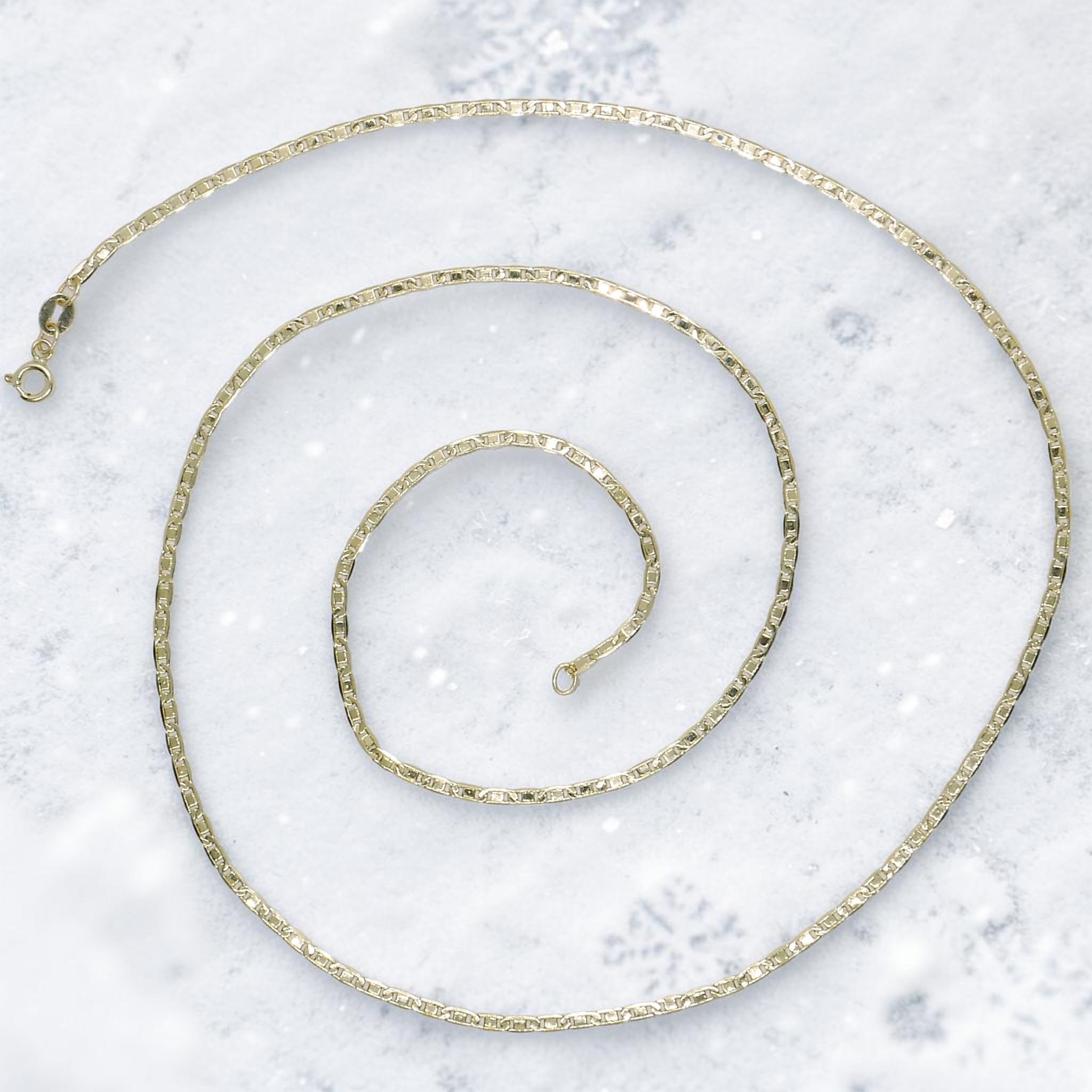 Never Say Never Cadena de Oro 18k Unisex – Modelo Valentino Clásico – 60 cm – Ligera, Elegante y Versátil