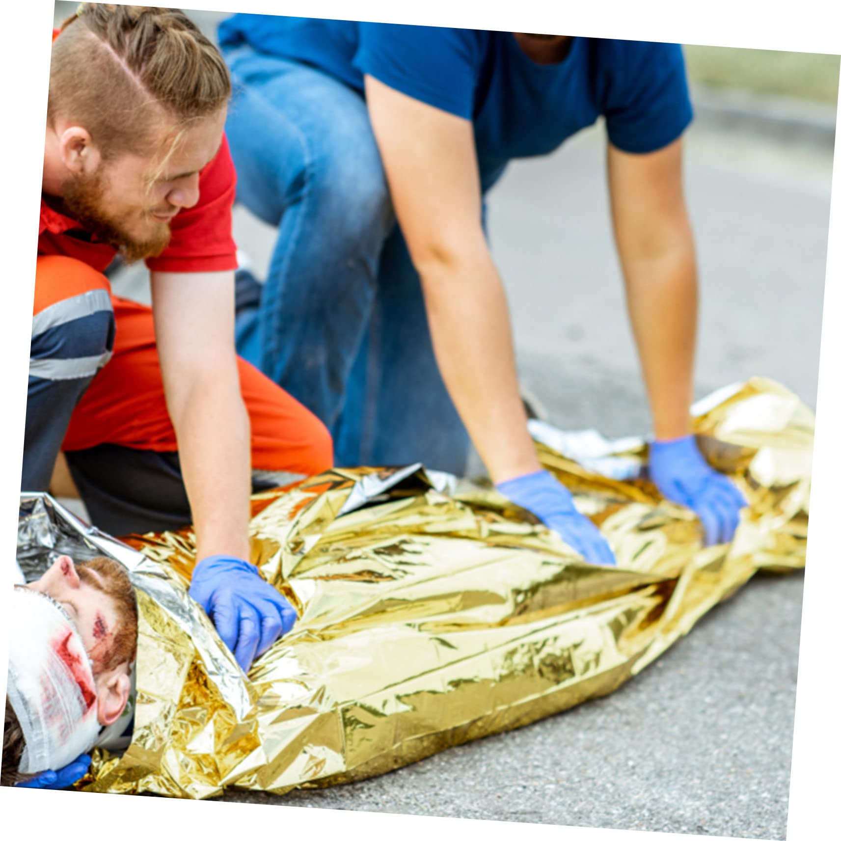 KOMBIUDA 10piezas De Emergencia Térmica Aislante Compacto para Acampada y Actividades Al Aire Protección Climas Adversos Doble Cara y Dorada