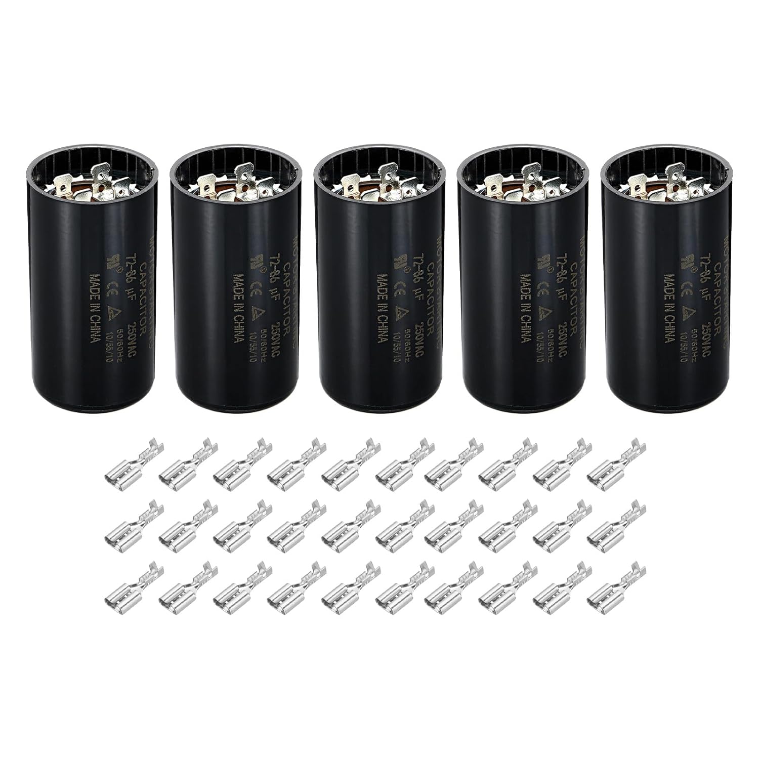 PATIKIL Motor Start Capacitor, 5 Pcs 72-86uF/Mfd 250V 50/60Hz CD60 Run Capacitor Motor Starting Capacitor for Electric Motor Starts Running, Black