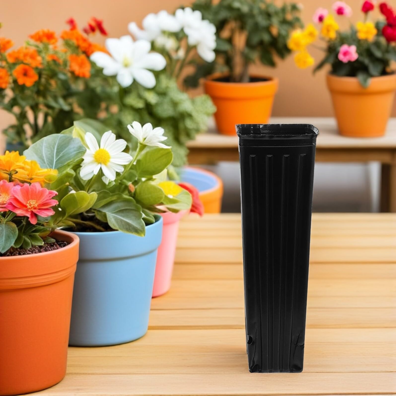 Mipcase Pots de Pépinière en Plastique Noir 10X30 CM 80 Pièces Pots Profonds Drainage pour Culture de Plantes Fleurs et Succulentes en Extérieur Contenants Réutilisables Réutilisable