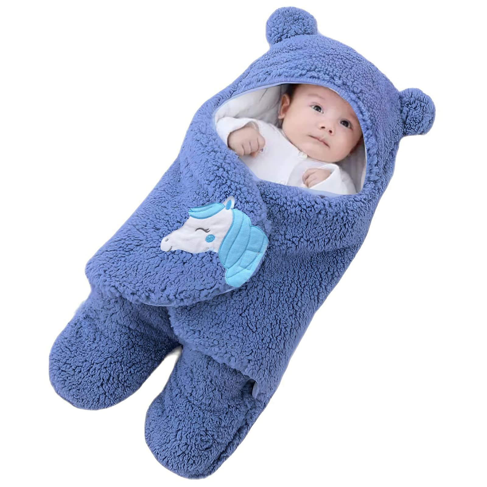 First Kick Baby Blankets New Born Pack of Wearable Hooded Swaddle Wrapper Sleeping Bag for Baby Boys and Baby Girls Pack of 1 (0-6 Months, Turquish Blue) - Image 3 thumbnail