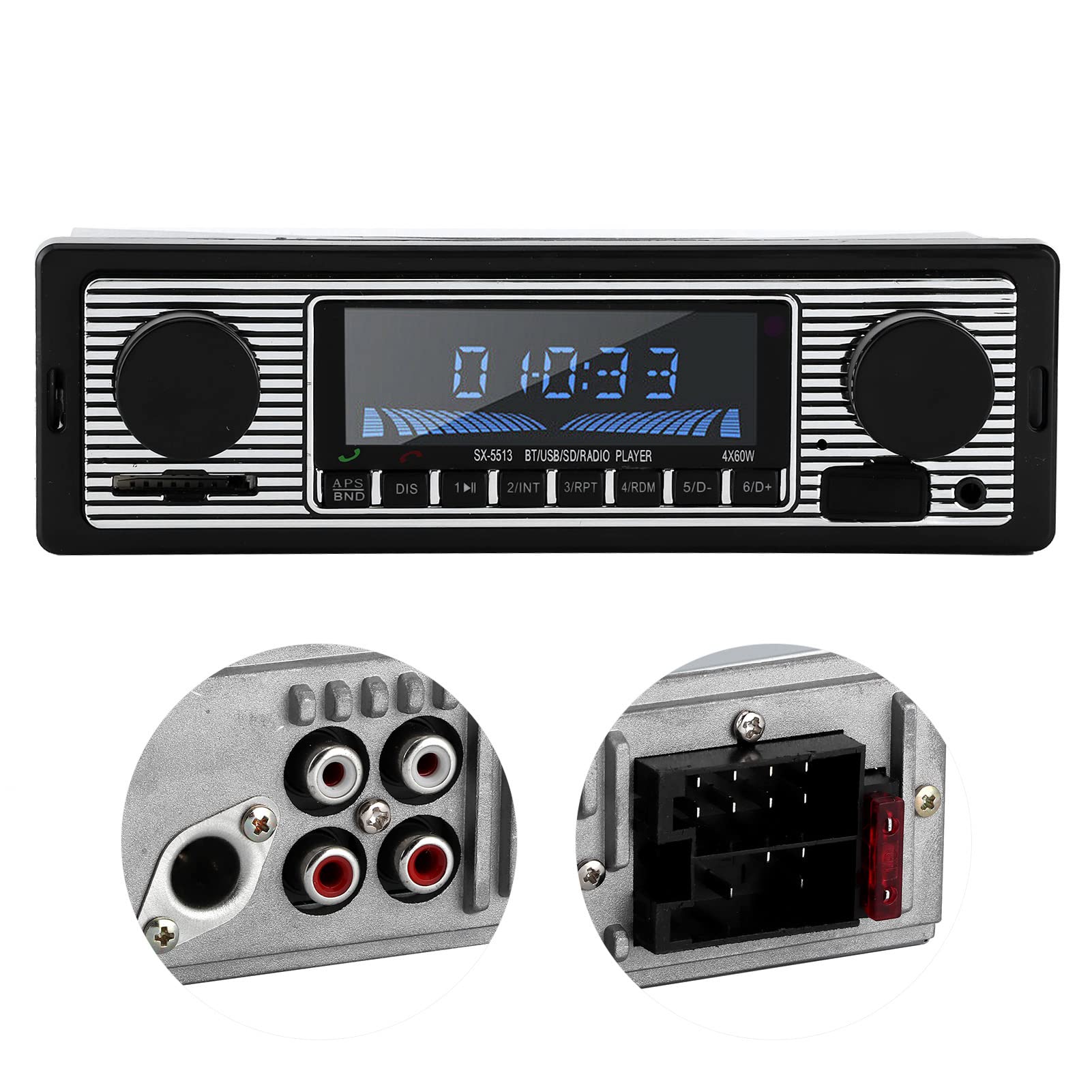 AutoRadio klasyczne automatyczne stereo odtwarzacz muzyczny MP3 z USB SD AUx FM InDash jednostka główna do motocykli (12V)