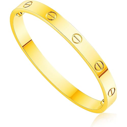 Gold Bracelets for Women Stainless Steel Bangle Bracelet, Gold Bracelet Set Trendy Jewelry,Christmas Valentines Gifts for Girlfriend
