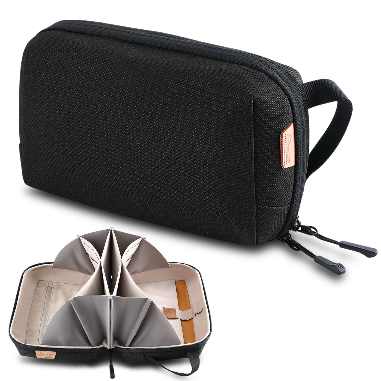 simtoper Custodia da viaggio organizer elettronica per cavi, interruttore, scheda SD, passaporto e altro ancora, protezione e portabilità impermeabile (nero)
