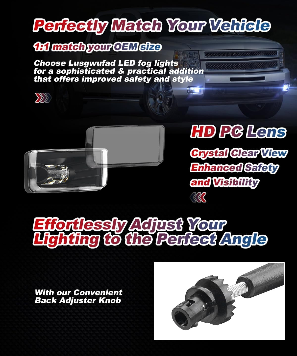 Ultra Bright LED Fog Lights - High Lumens, Long Lifespan, Compatible with 2007-2015 Chevy Silverado, Avalanche, Suburban, Tahoe - Plug-n-Play, DOT Approved (pairs)