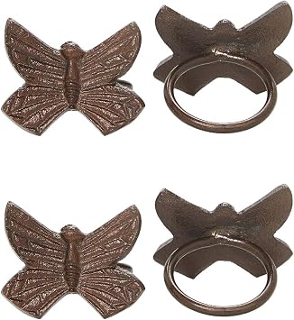 VIBHSA Butterfly Napkin Rings Set of 4 Copper Antique