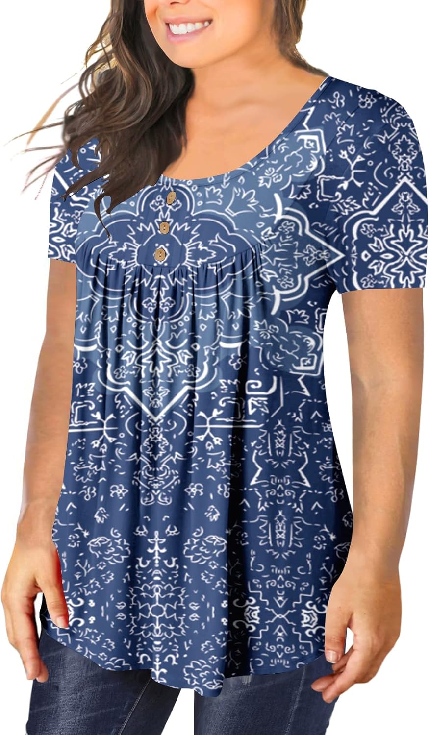 Ulovmi Plus Size Tunic Tops For Women Summer Blouses Casual Shirts - Image 2