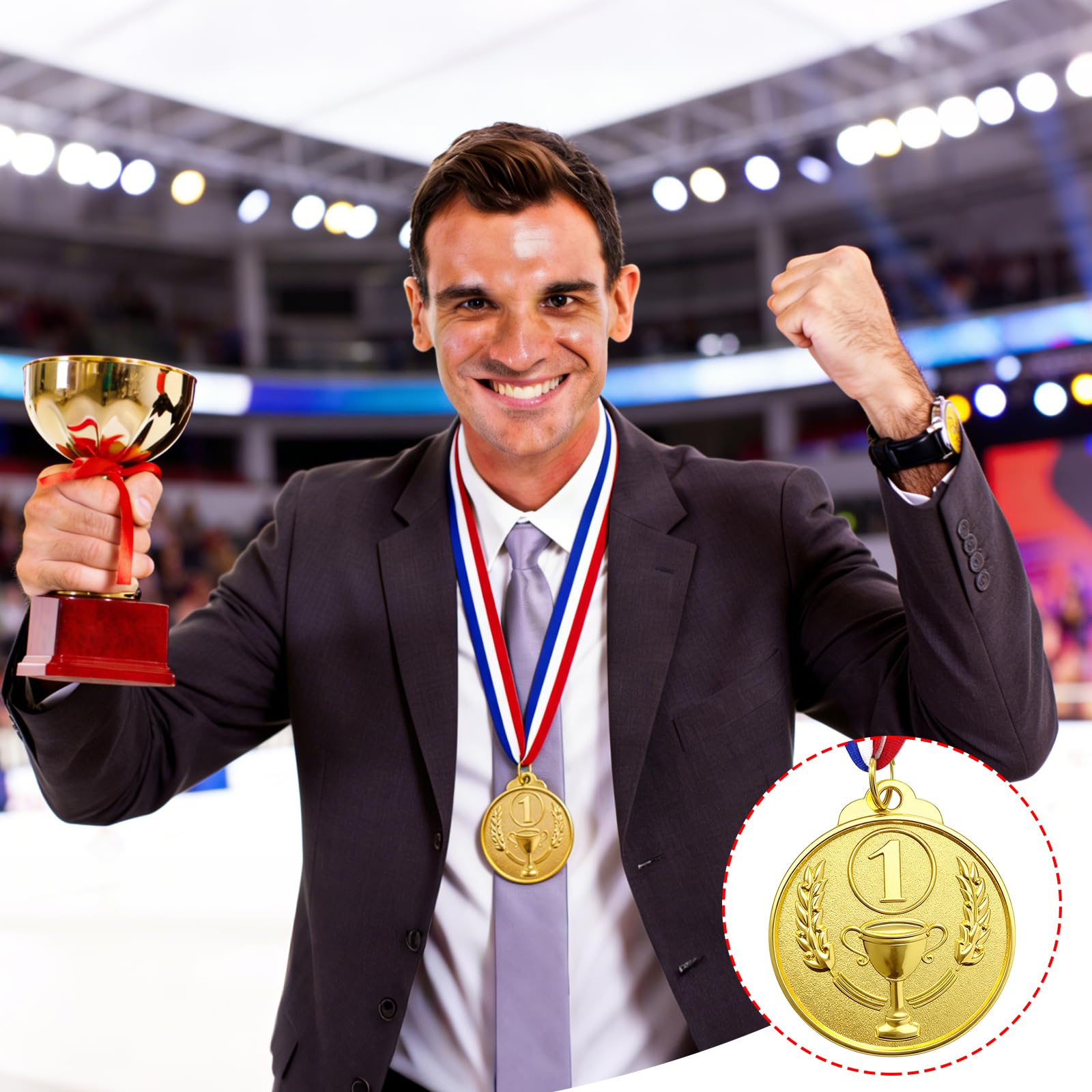 12 Pezzi Medaglie Premiazioni, Medaglie in Metallo Adatto Tutti Tipi Eventi Sportivi, Gare Spelling (Stile B)