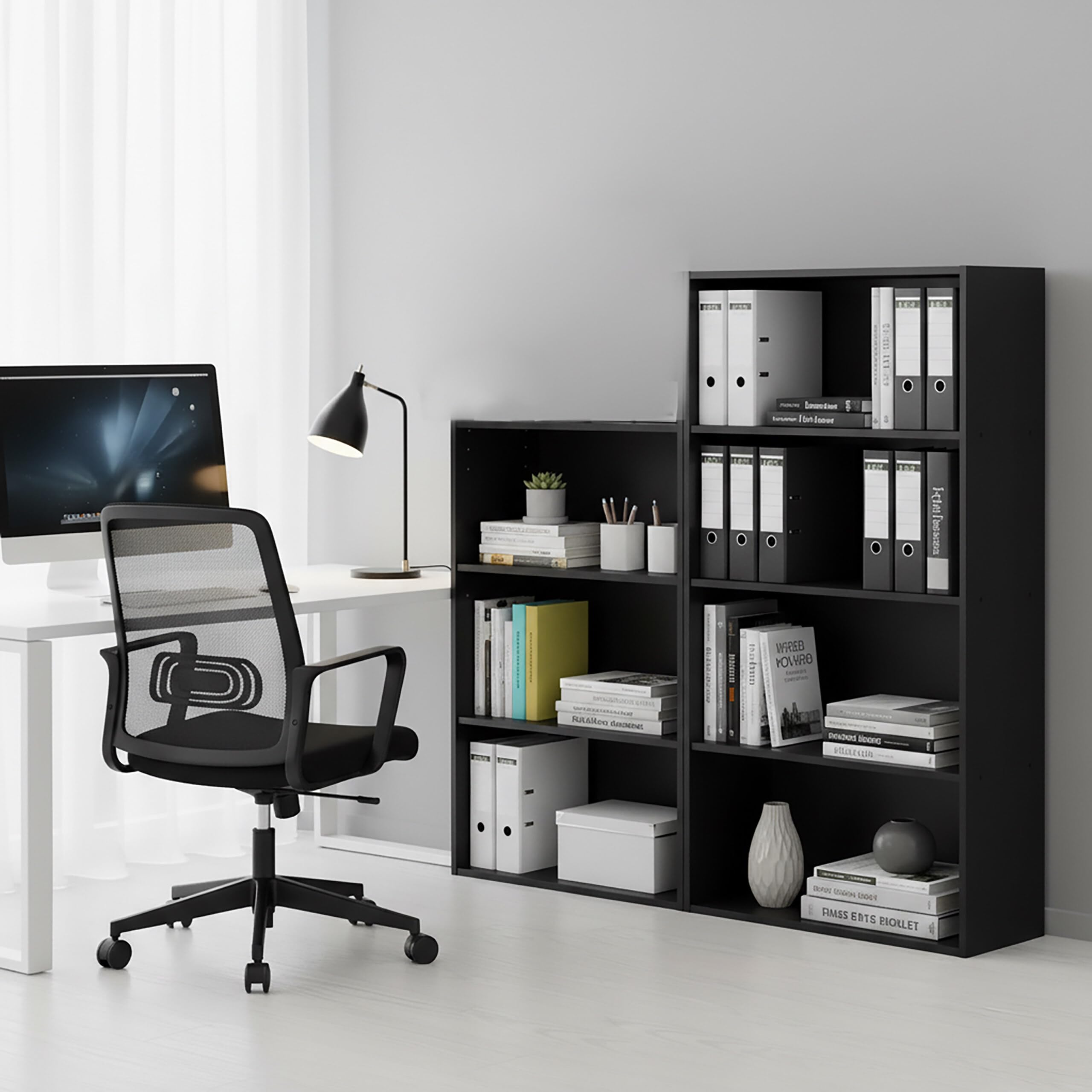 Relaxdays Libreria, HxLxP: 82 x 60 x 24 cm, 3 scomparti, ripiani regolabili, scaffale da soggiorno, nero