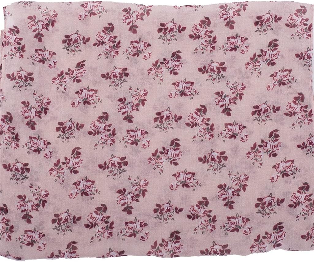 MUSUMI Women Fashion Floral Loop Scarf Autumn Spring Rose Flower Printed Snood Ring Scarves Ladies Twill Viscose Infinity Scarfs (Color : Pink, Size : 130 * 40cm) (Pink 130 * 40cm)