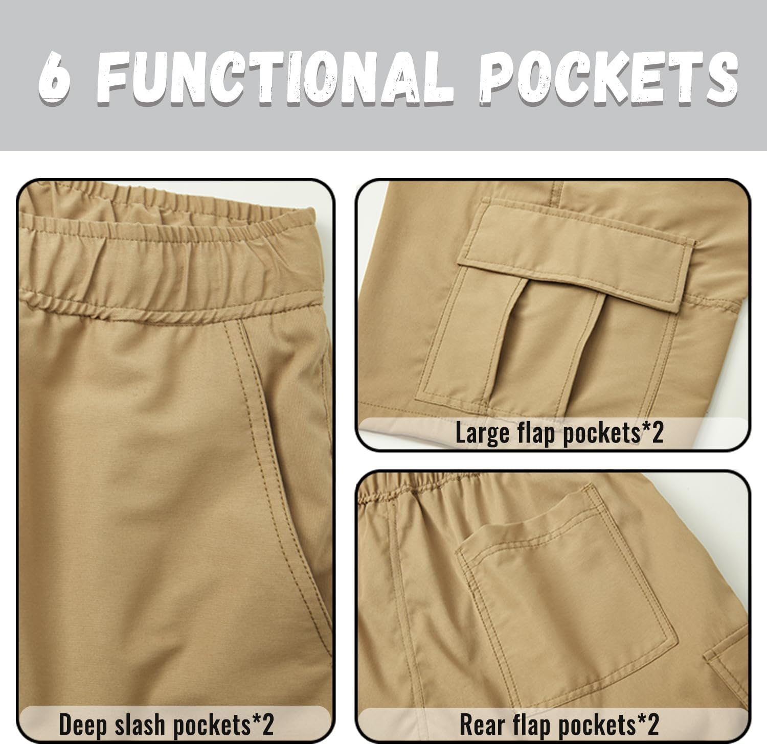 RANKSING Men's Drawstring Cargo Shorts for Work Relaxed Fit Outdoor Multi-Pocket Casual Shorts - Image 3