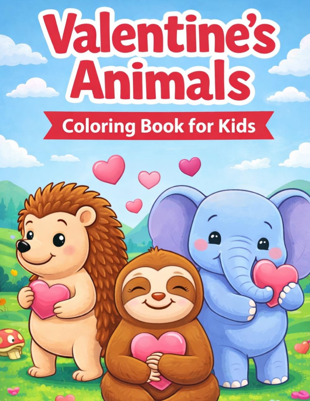 Valentine’s Animals Coloring Book for Kids: 50 Cute & Lovable Animal Coloring Pages Filled with Hearts, Love, and Valentine Fun for Kids Ages 3–8