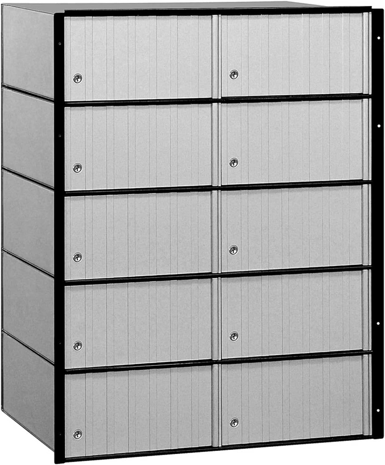 Salsbury Industries 2210 Aluminum Mailbox, 10 Doors, Standard System, Aluminum with Black Trim