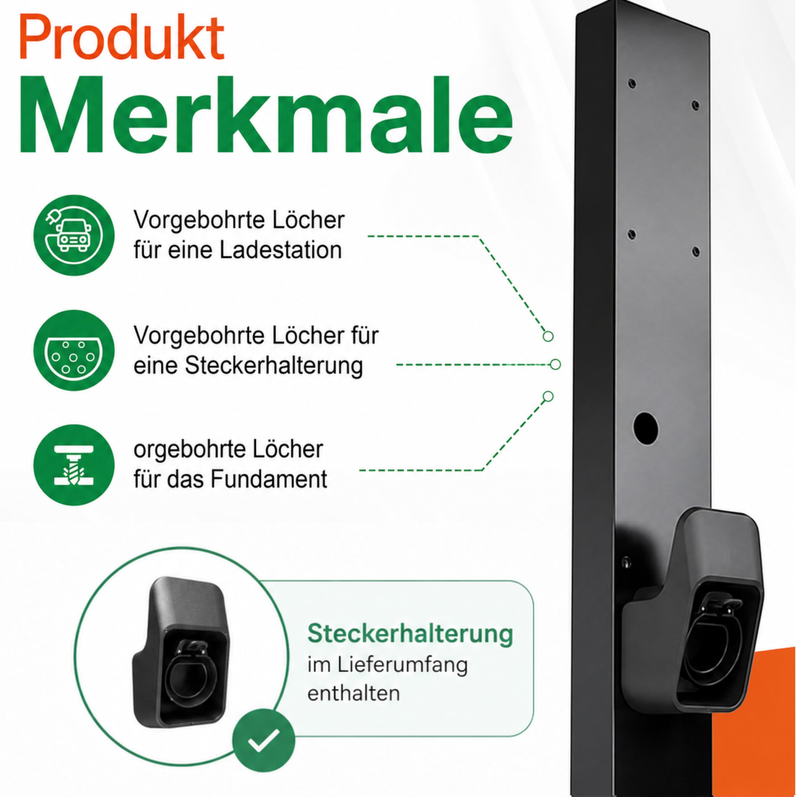 LDY Wallbox Standfuß für Myenergy Zappi V2.1, Stahl, 149 cm