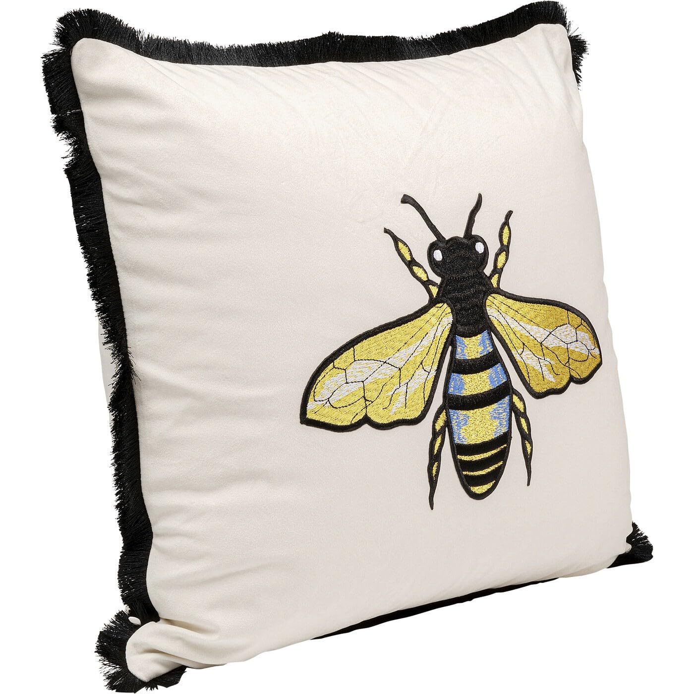 KARE Design Kissen Bee, 45x45cm, Weiß, Modern, Zierkissen, Dekokissen, Tiermotiv, mit Reißverschluss, Schlafzimmer, Wohnzimmer, für Sofas/Couches
