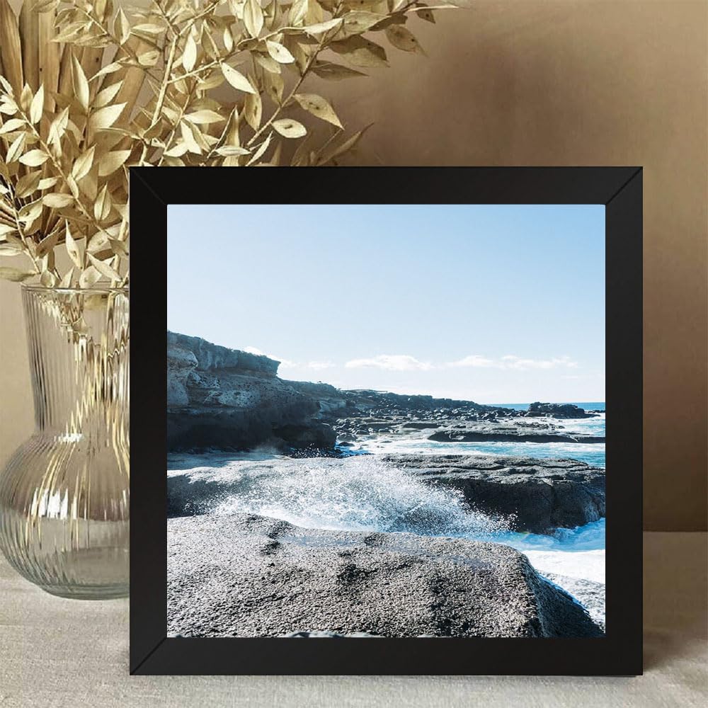GADGETS WRAP Printed Photo Frame Matte Painting for Home Office Studio Living Room Decoration (10x10inch Black Framed) - River Daylight