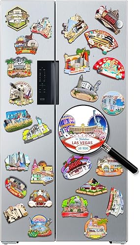 Miniatura 4 de Imán de la ciudad de Las Vegas de Estados Unidos, monumentos de madera 3D, imanes clásicos para nevera, artesanías, recuerdos de viaje, colecciones