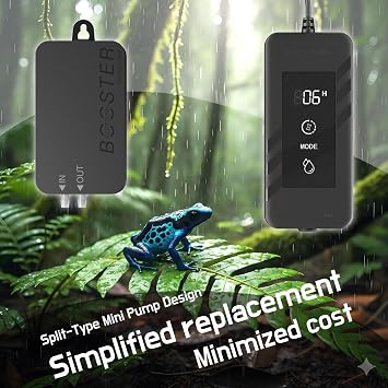 MRREPTILE Reptile Automatic Mister, Misting System for Reptiles, Auto Rain Sprayer for Chameleon, Turtle, Frog, Crested Gecko, Plants, Terrarium Tank Humidifier