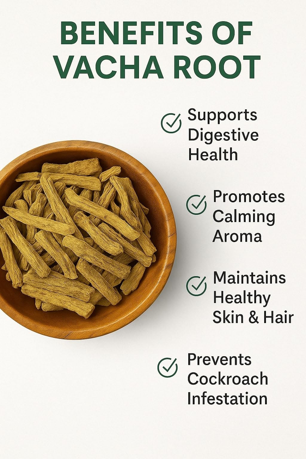 WORTH 2 DEAL Kerala Special Vacha Root | Sweet Flag | Acorus Calamus | Vayambu Root – 100g – Natural Dried - Image 3 thumbnail
