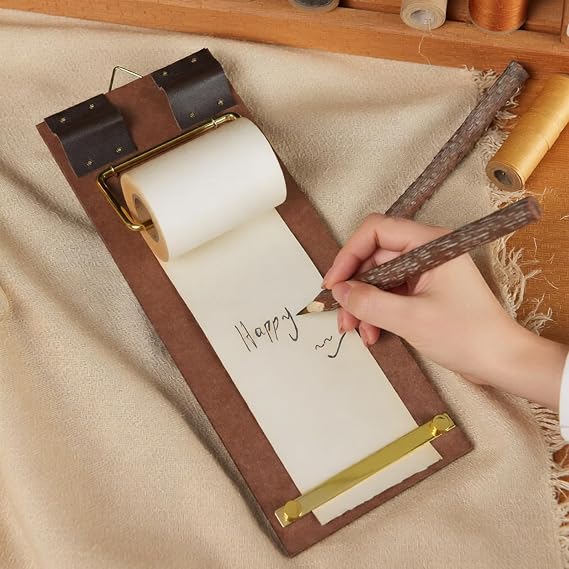 Refillable Hanging Notepad with Cutter - Vintage Kraft Paper Memo Board for Wall, Home & Office, Retro Clipboard for Notes, to-Do Lists, Journaling and Creative Decor