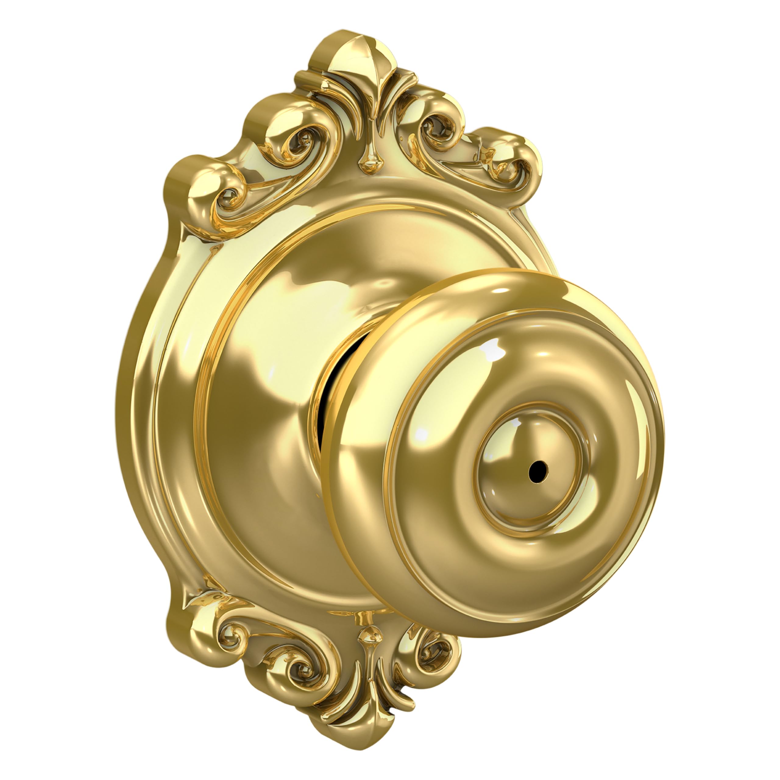 SCHLAGE Georgian Bed/Bath Privacy Door Knob with Lock, Bright Brass