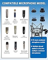 Vista 2 de Microphone Shock Mount Universal Mic Holder Spider Recording Mic Shockmount Stand Compatible with Many Condenser Mics Like Rode NT1-A NT2-A