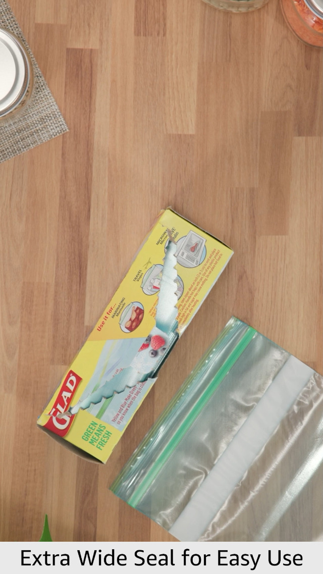 Amazon.com: Glad Zipper Freezer Storage Plastic Bags, Quart, 20