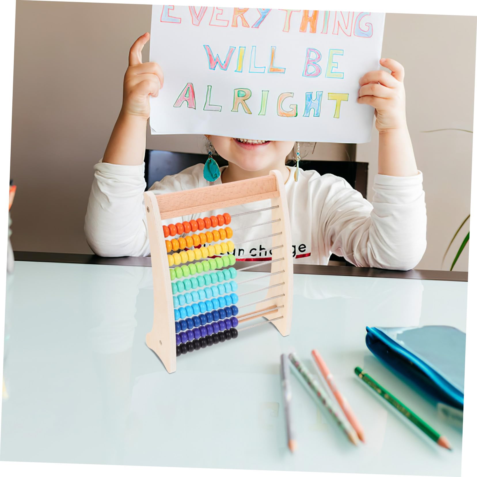Hemobllo Abaco Didattico 13 File in Legno e Metallo per Bambini | Esercizi di Calcolo e Movimenti Fini, Adatto a Giochi Educativi e Compleanno
