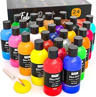 Nicpro 24 Colors Permanent Fabric Paint (8.45 oz, 250 ml) Soft Fabric Pa...