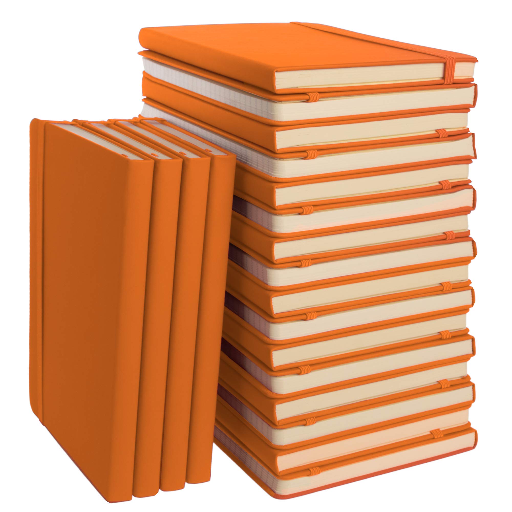 Simply Genius (20 Pack) A5 Hardcover Leatherette Journals to Write in for Women, Faux Leather Journal for Men, Writing Journal Notebook Lined, 192pg Ruled, 5.7” x 8.4”, Orange Office Product – Notebook