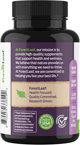 Miniatura 9 de ForestLeaf DIM Supplement - 300mg DIM Estrogen Supplement for Women/Men - Diindolylmethane with BioPerine Black Pepper - Support for Detox