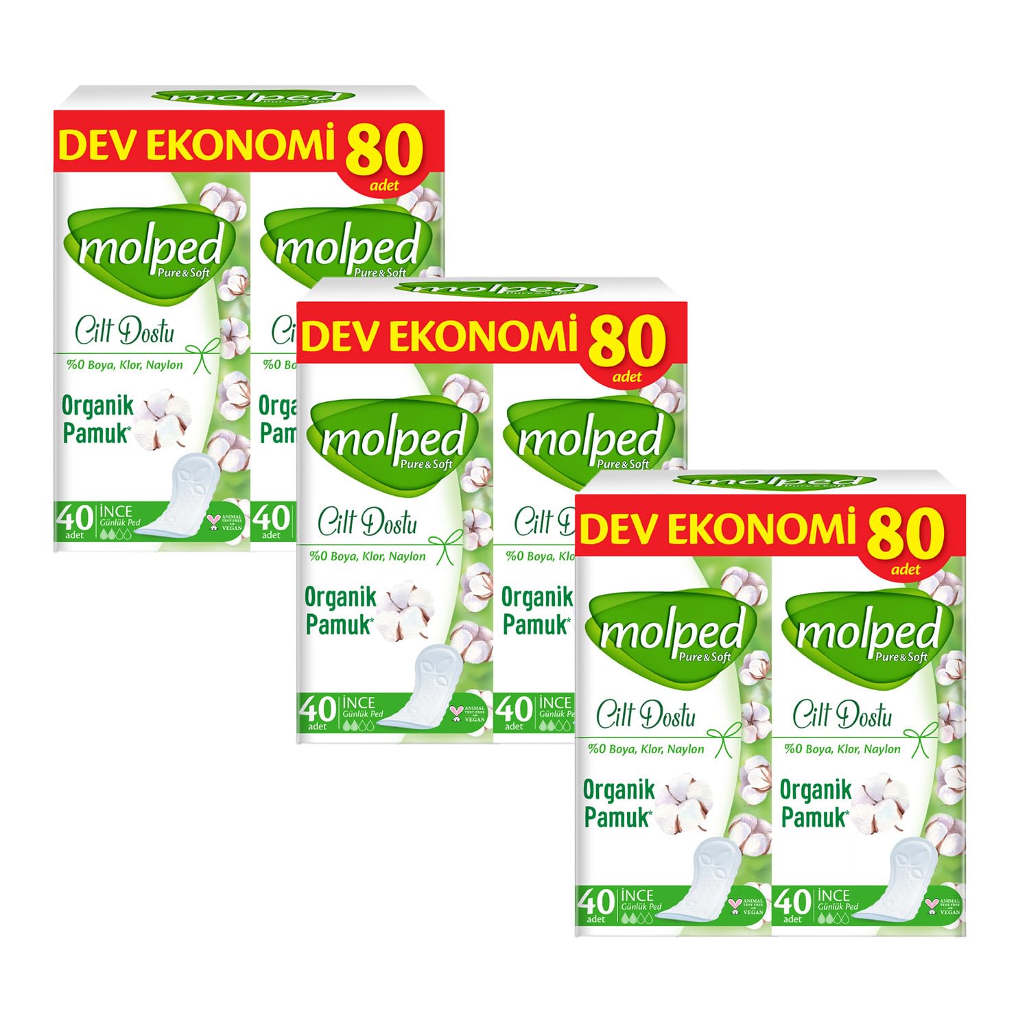 Molped Pure&Soft Günlük Ped Avantajlı Fırsat Paketi 240 Adet