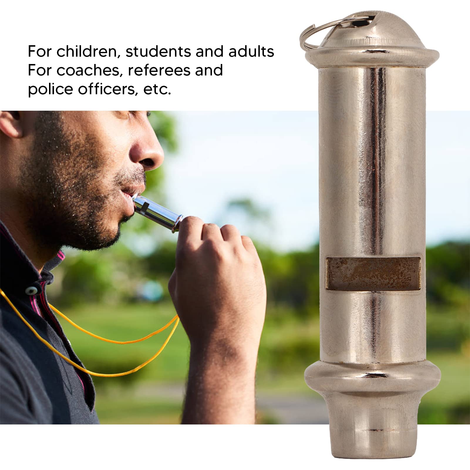 cardyven 5Pcs Stainless Steel Whistle, Metal Emergency Survival Whistle Loud Outdoor Portable Warning Whistle with Lanyard for Referee Police Security School