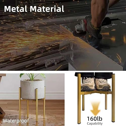 Miniatura 7 de Soporte de Metal Ajustable para Plantas de Interior, Soporte Moderno de Mediados de Siglo para Macetas de Exterior de 8 a 14 Pulgadas, Resistente