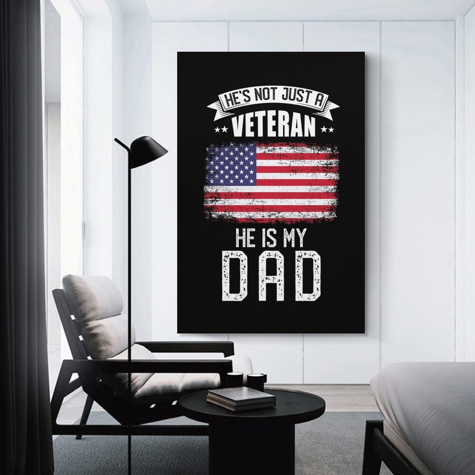 Junmoney Canvas Art Print Veteran Dad USA, 24x36inch(60x90cm), for Office, Study Or Home Workspace, Home Office Artwork with Decorative Appeal