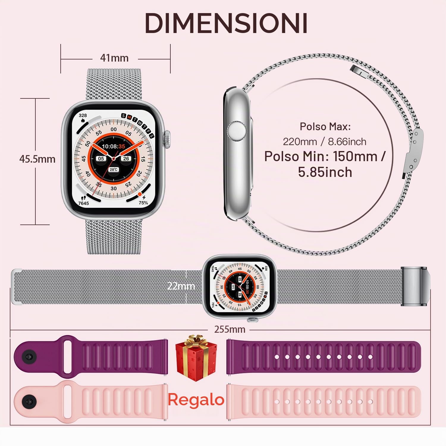 Smartwatch Donna Orologio con Chiamate Bluetooth: 1.83" Smart Watch con Quadrante Dinamico Contapassi Monitoraggio Sonno Sportivo Fitness Tracker IP67 impermeabile AI Vocale Compatibile Android iOS