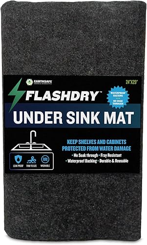 Miniatura 6 de FlashDry - Forro para debajo del fregadero para gabinete de cocina, impermeable, antideslizante, no adhesivo, altamente absorbente, lavable a