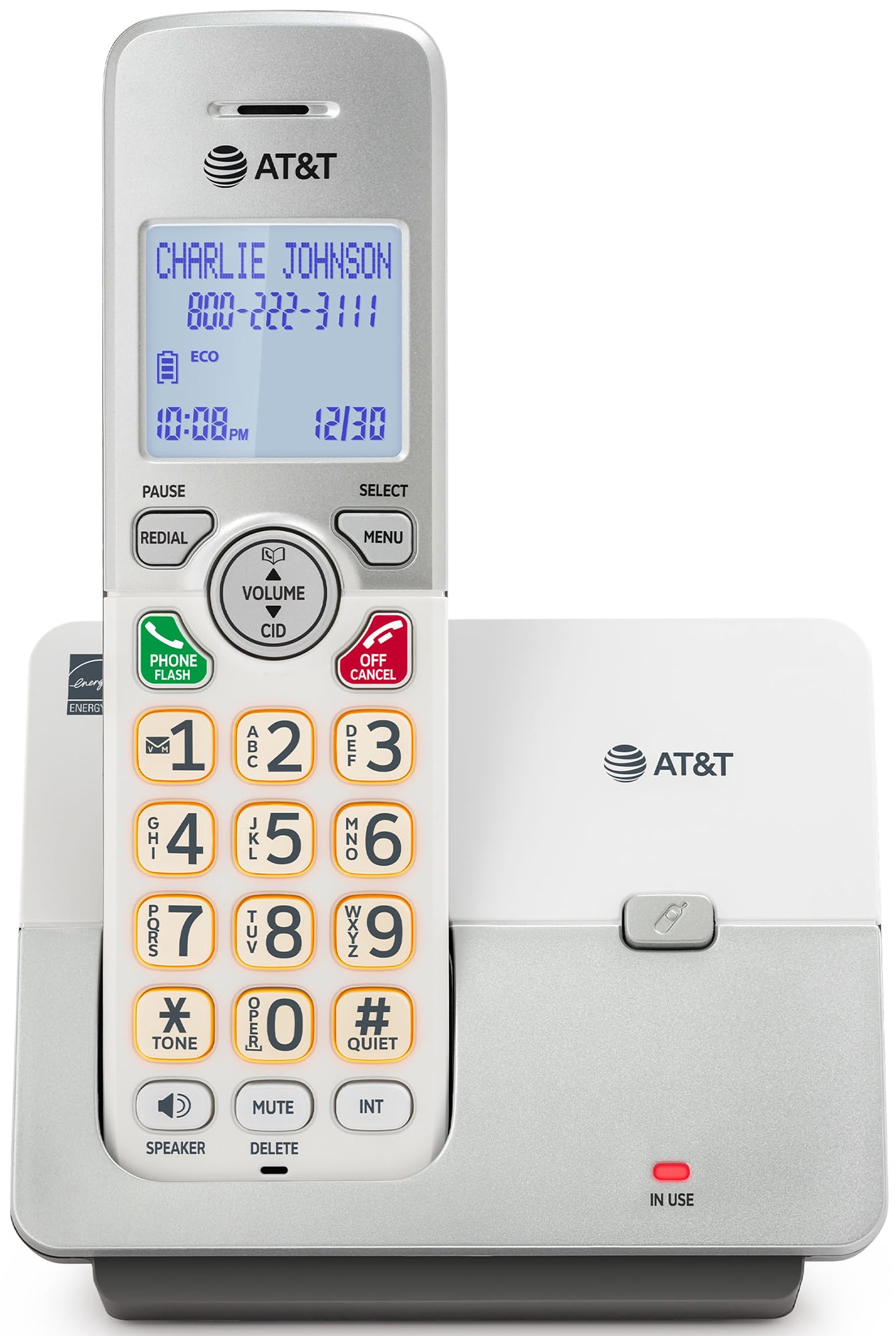 AT&T 1-Handset DECT 6.0 Cordless Home Phone with LCD Display, Answering Machine. Lighted Keypad, Caller ID/Call Waiting, Simulated Full-Duplex Handset Speakerphone, Eco & Quiet Mode,Intercom: EL1121-image-44