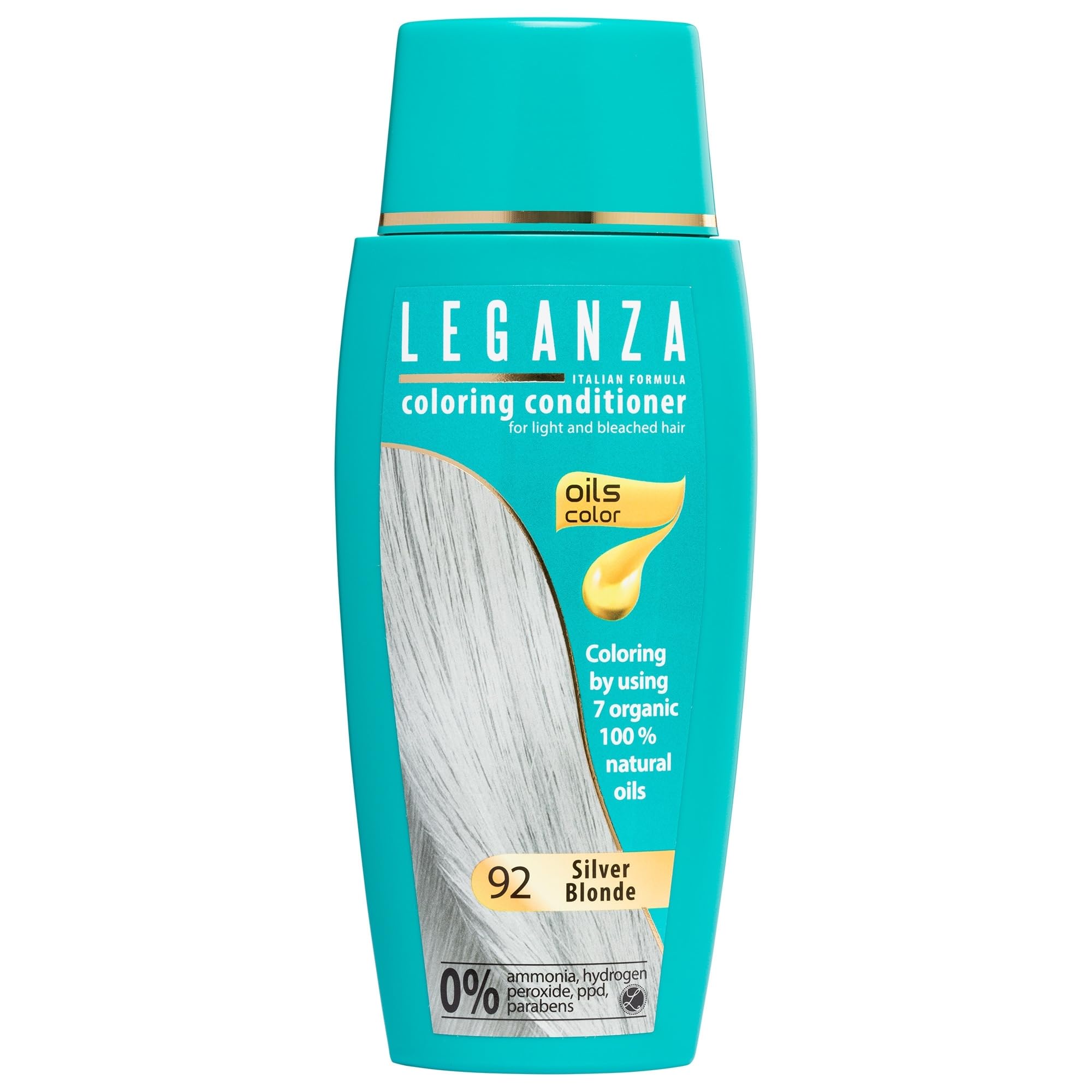 LEGANZA | Bálsamo Colorante Natural para el Cabello Color Rubio Plateado Nº 92 | Tinte Sin Amoniaco | Enriquecido con Aceites Naturales | baño de color | cubre canas | 150ML