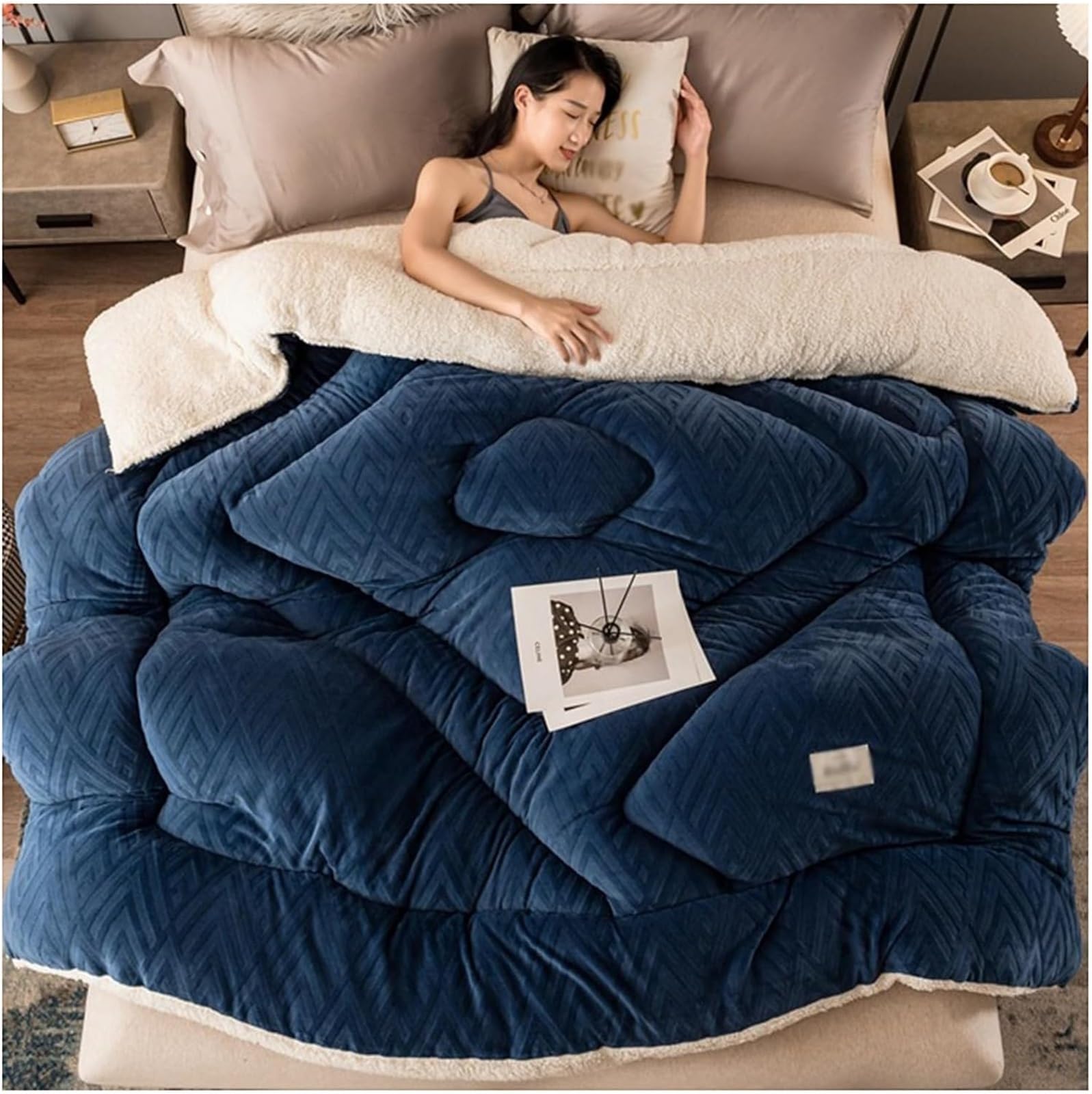 LLiuvcc Super Warm Thickened Winter Duvet Quilt,Double-Sided Velvet Quilt, Cashmere and Double Fabrics, Warm Gift(Color3,150X200cm(3.5kg))