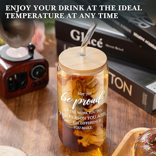 Miniatura 7 de Juego de 12 vasos de vidrio de agradecimiento para empleados, regalos de agradecimiento para compañeros de trabajo, vasos de vidrio de