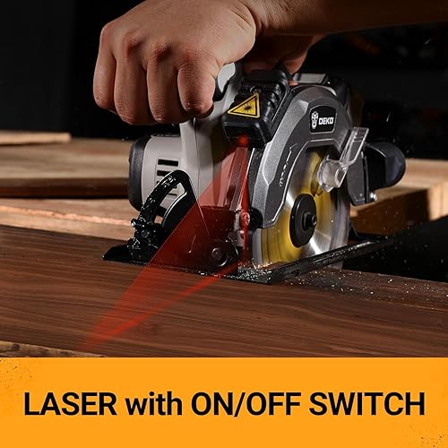 Miniatura 8 de DEKOPRO Sierra circular inalámbrica de 20 V, hoja de 6-1/2 pulgadas, sierra circular de 4500 RPM inalámbrica con 2 baterías y cargador (4.0 Ah)